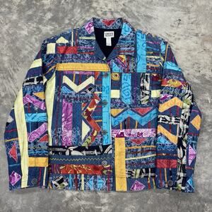 Vintage 2 Chicos Design Silk Appliqué Embroidered Patchwork Cotton Silk Jacket